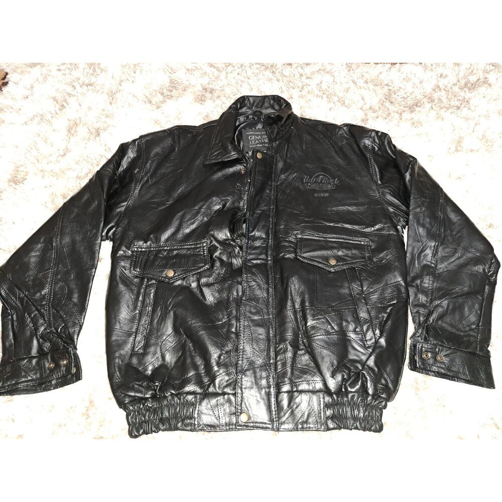 hard rock Biloxi Mississippi Black Leather jacket size XL